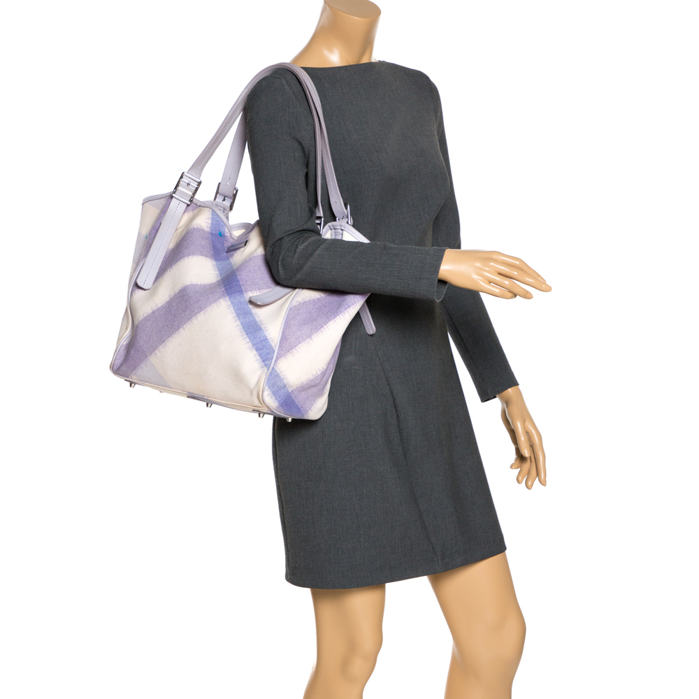 

Burberry Purple Canvas Large Canterbury Tote
