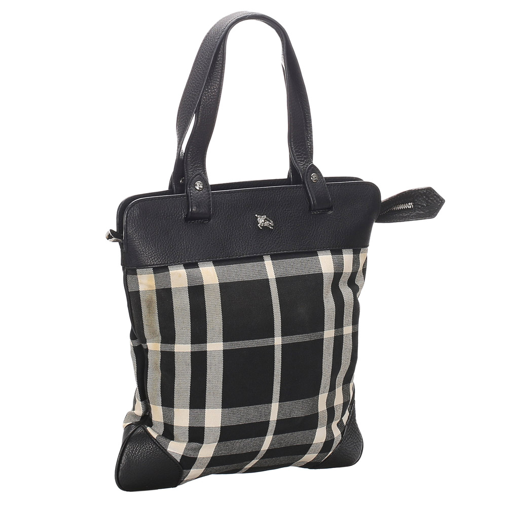 

Burberry Black Check Canvas Tote Bag