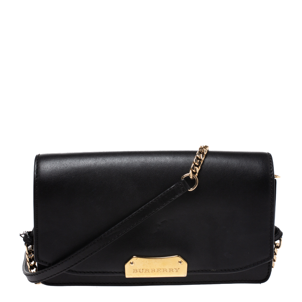 burberry black leather purse