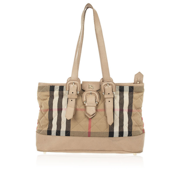مملوكة مسبقًا Burberry House Check Quilted Fabric Tote 