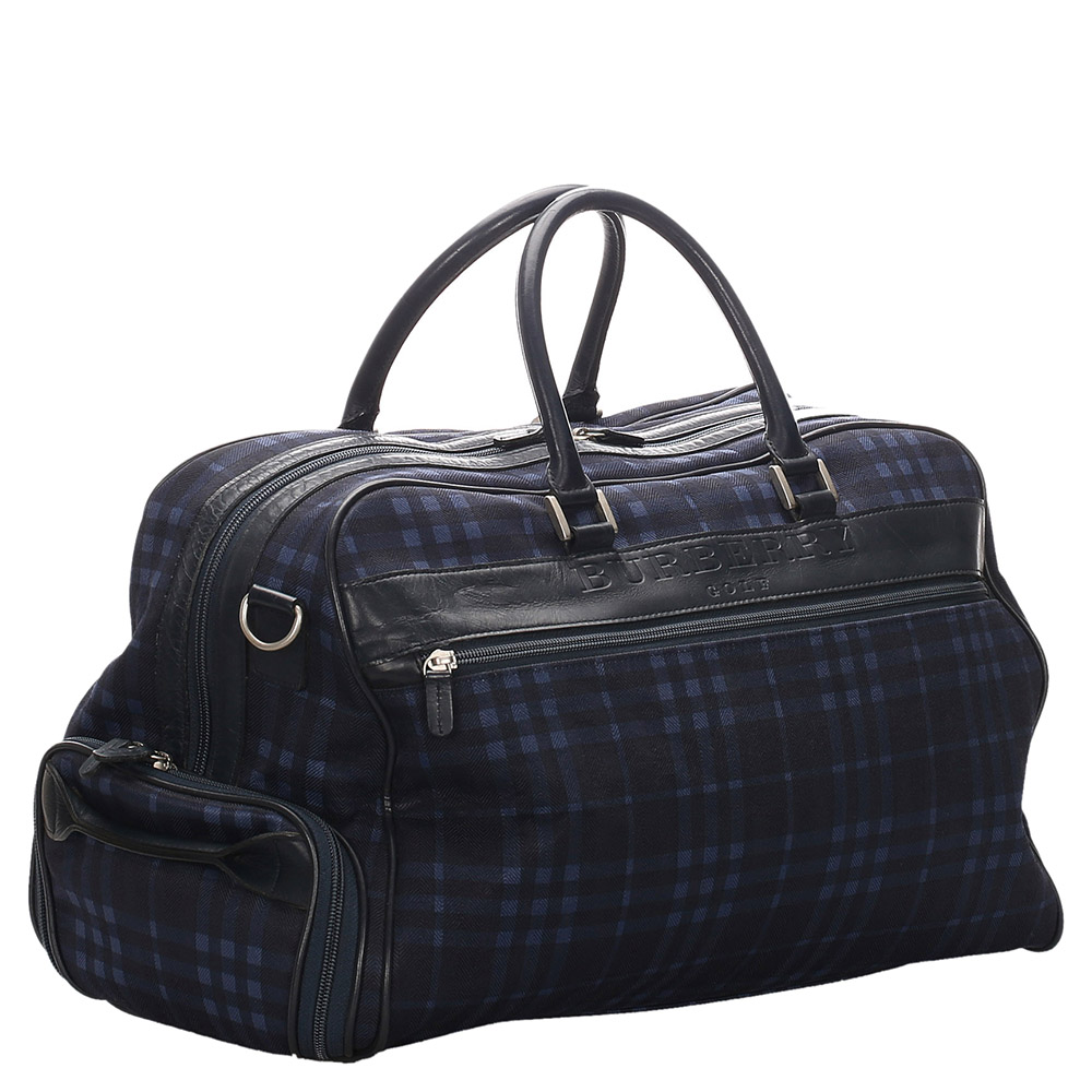 

Burberry Blue Nylon Check Travel Bag