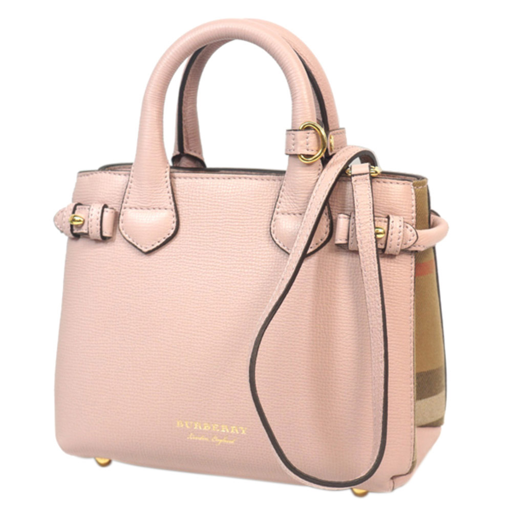 

Burberry Pink Leather Small Banner Satchel, Brown