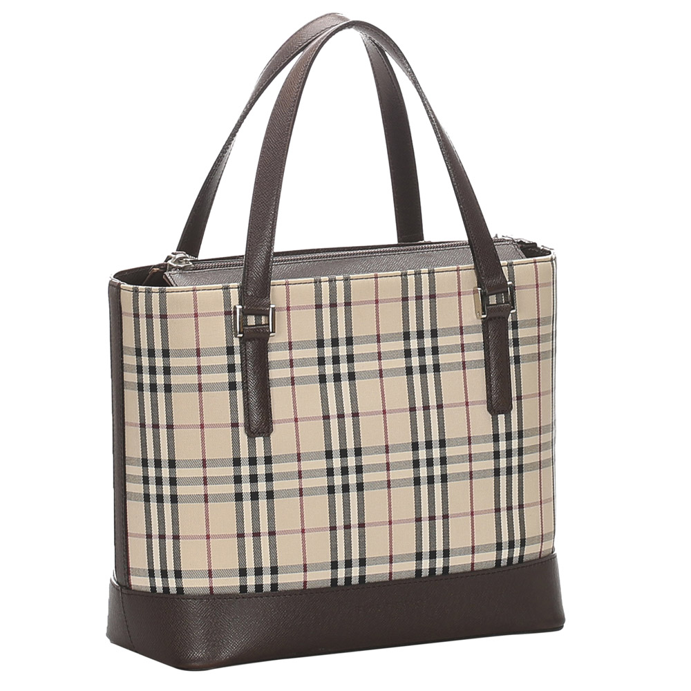 

Burberry Brown/Beige House Check Canvas Tote Bag