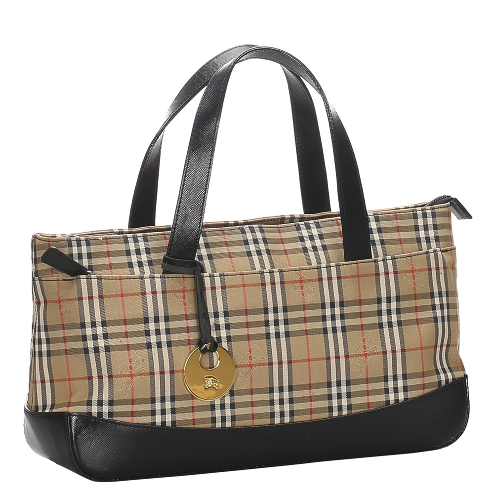 

Burberry Brown/Beige Haymarket Check Canvas Satchel Bag
