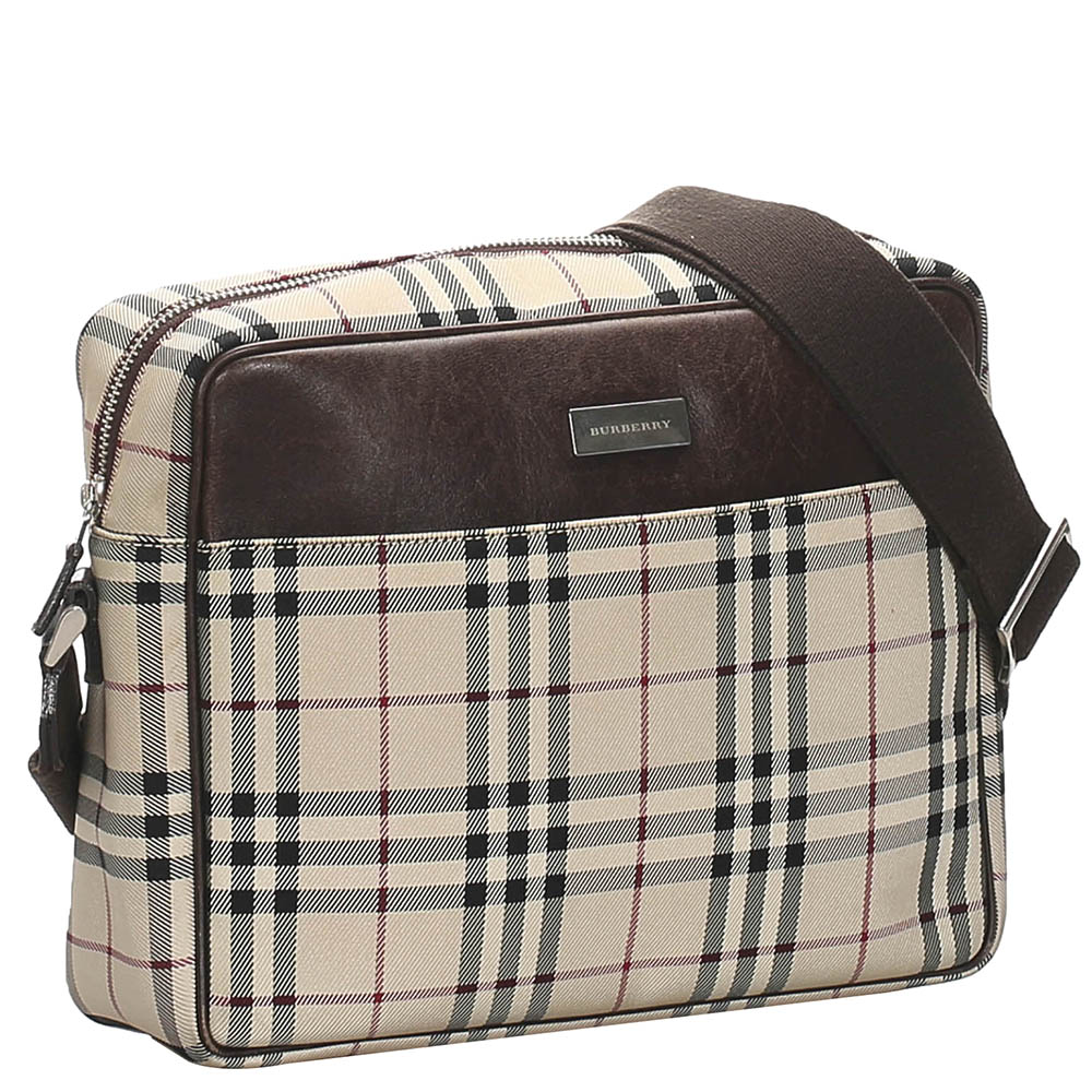 

Burberry Brown House Check Canvas Shoulder Bag, Beige