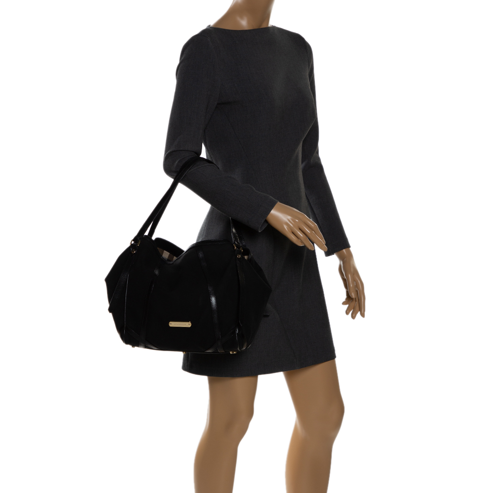 

Burberry Black Canvas and Leather Canterbury Tote