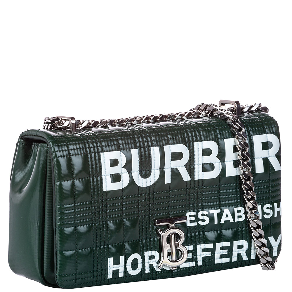 

Burberry Green/White Leather Small Horseferry Lola Crossbody Bag