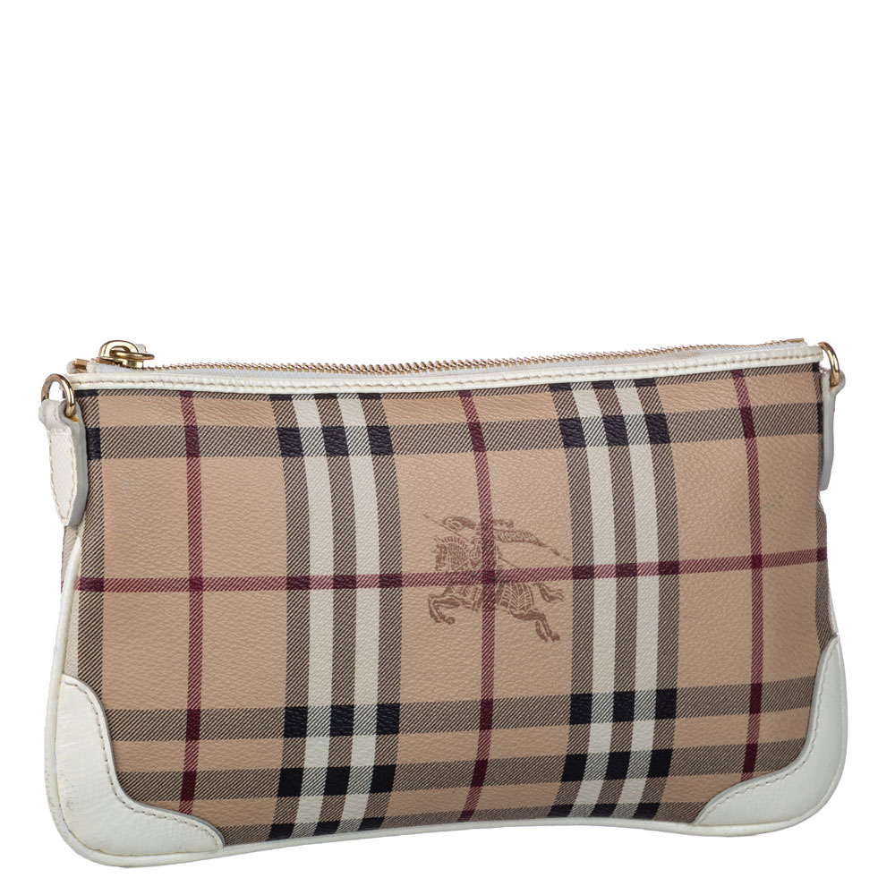 

Burberry Brown Haymarket Check Canvas Peyton Crossbody Bag, Beige