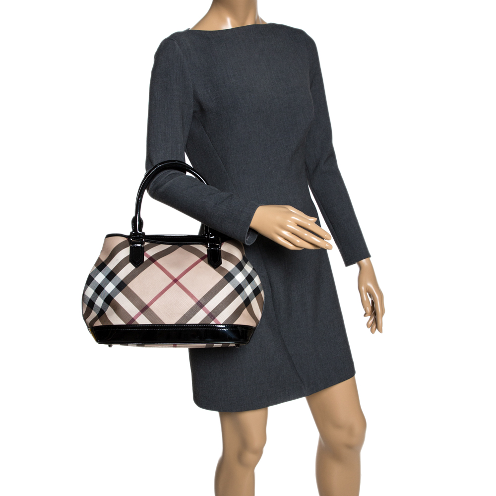 

Burberry Black Nova Check PVC and Patent Leather Tote