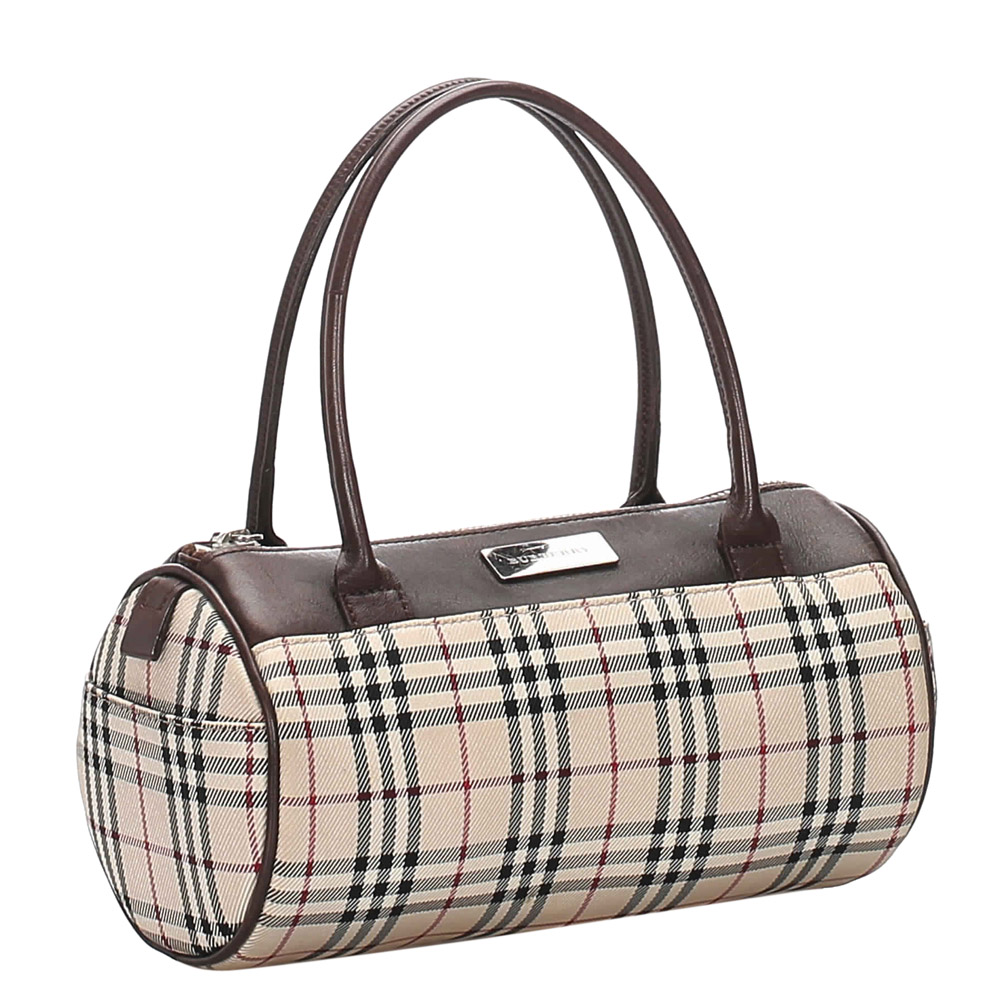 

Burberry Brown House Check Canvas Satchel, Beige