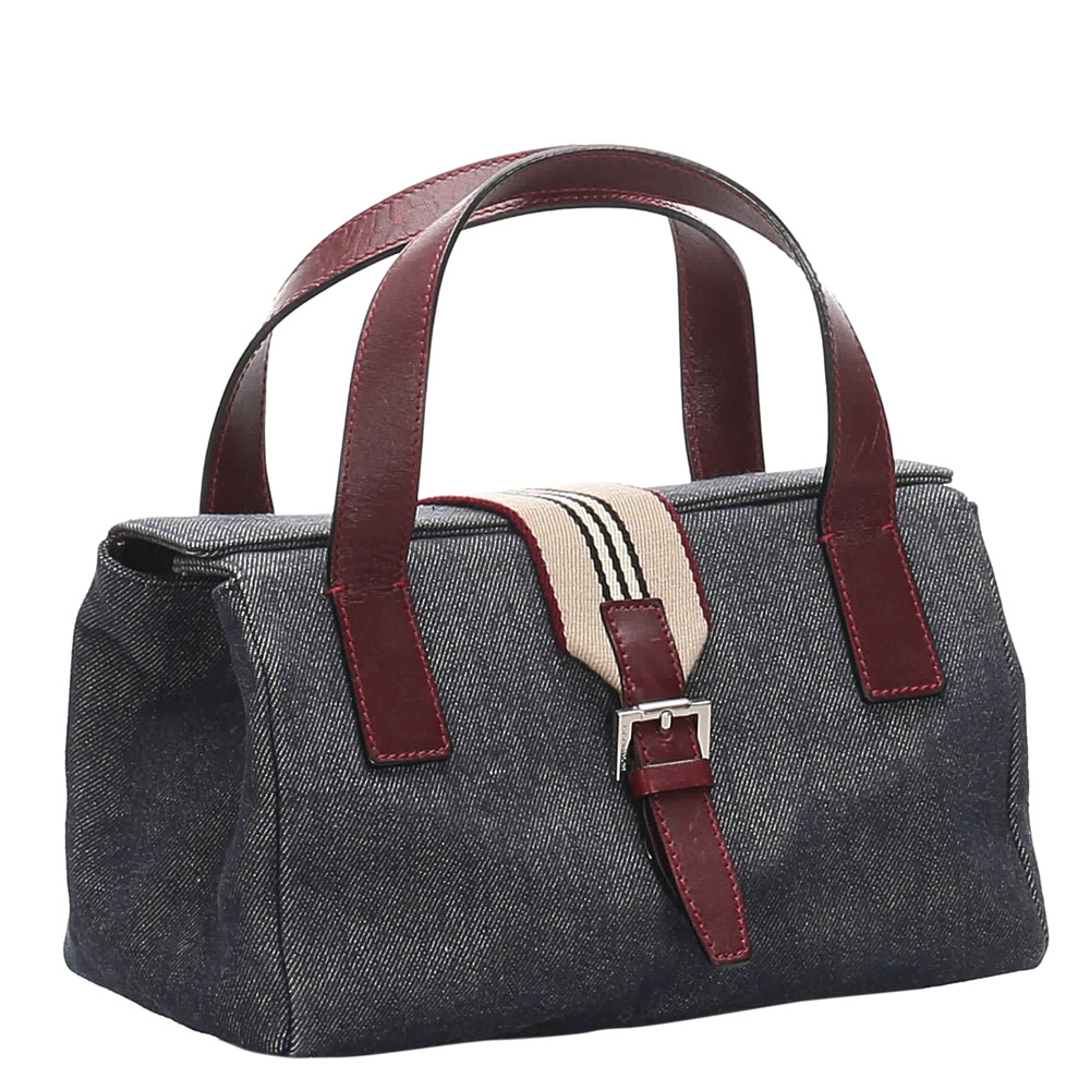 

Burberry Gray Denim Satchel, Grey