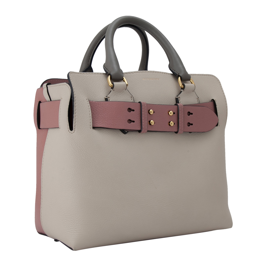 

Burberry Grey/Pink Leather Small Marais Belt Satchel Bag