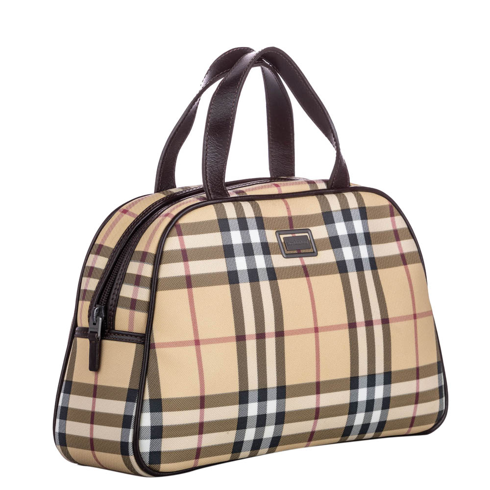 

Burberry Brown House Check Canvas Satchel Bag