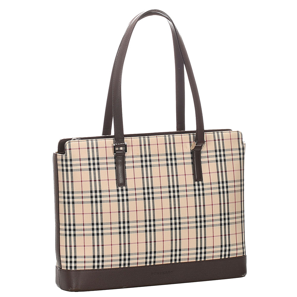 

Burberry Brown House Check Canvas Tote Bag