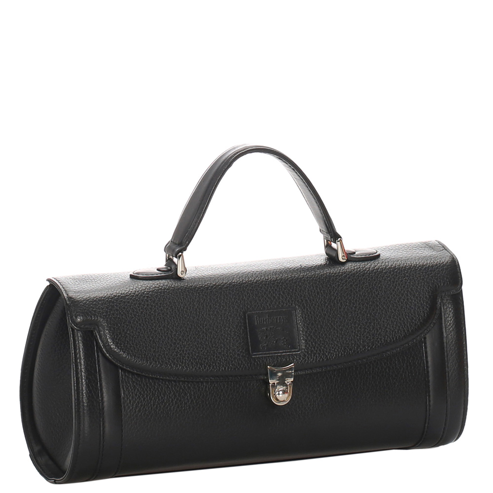 

Burberry Black Leather Top Handle Bag