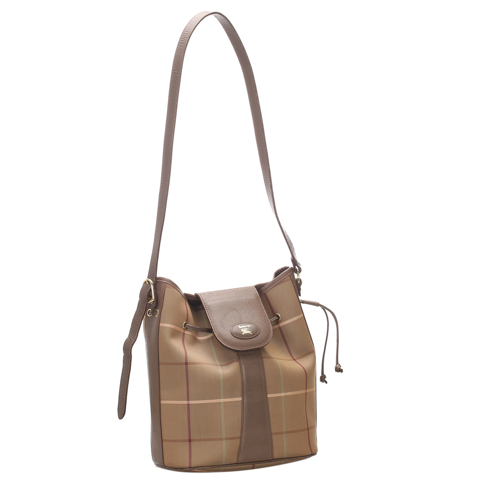 

Burberry Brown Plaid Cotton Shoulder Bag
