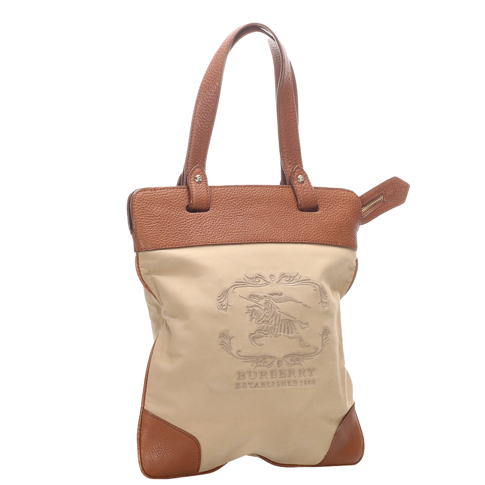 

Burberry Brown Canvas And Leather Stowell Tote Bag, Beige