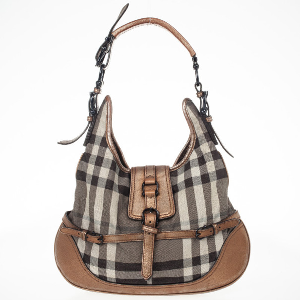 Pre Owned Burberry Nova Check Brooke Hobo Bag