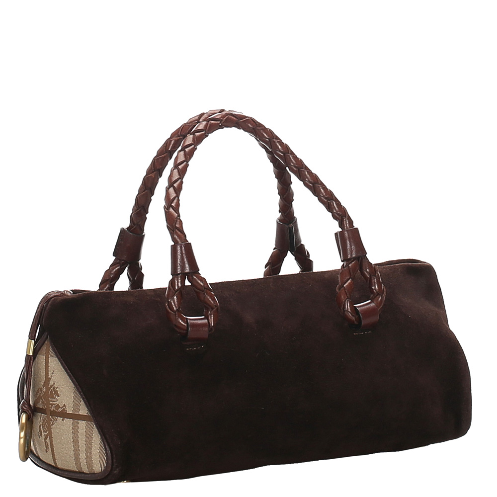 

Burberry Brown/Dark Brown Suede Top Handle Bag