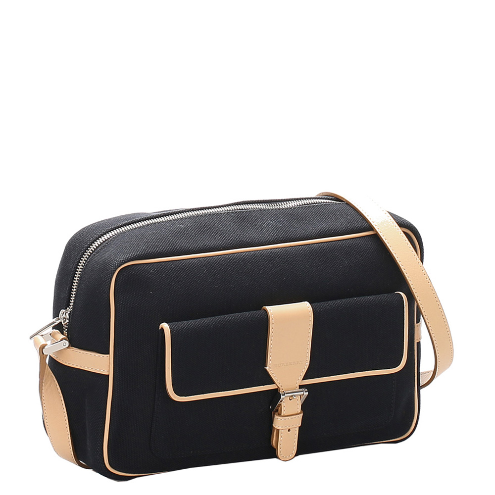

Burberry Black Canvas Crossbody Bag, Beige
