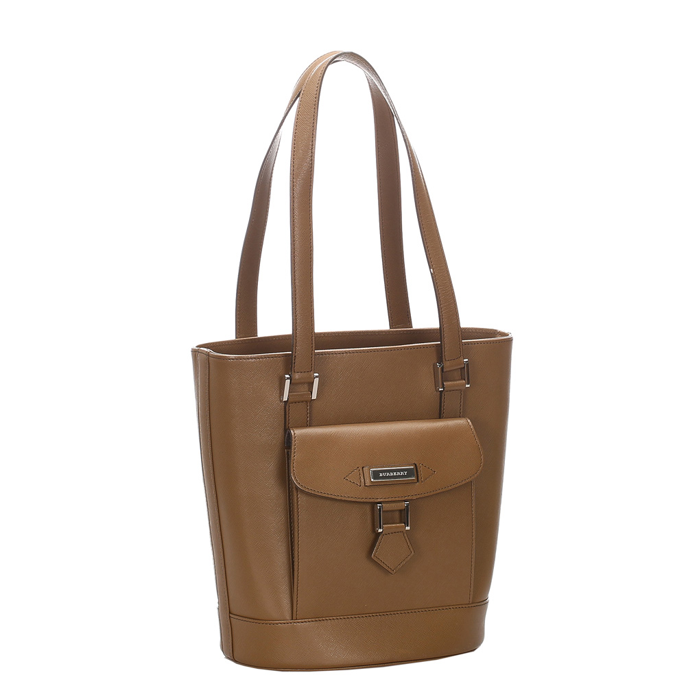 

Burberry Brown Leather Tote Bag, Beige