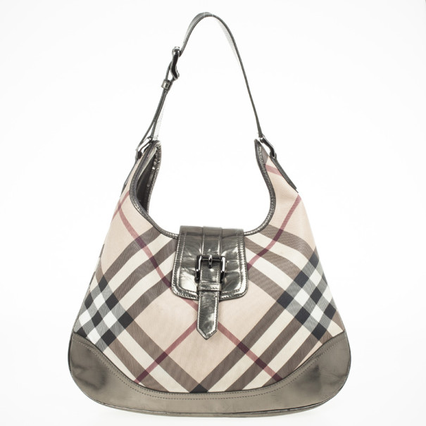 مملوكة مسبقًا Burberry Metallic Trim Nova Check 'Brooke' Hobo 