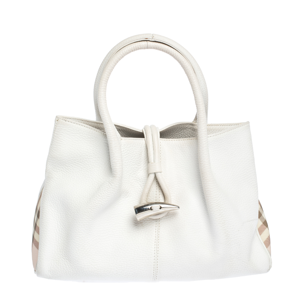 burberry white tote bag