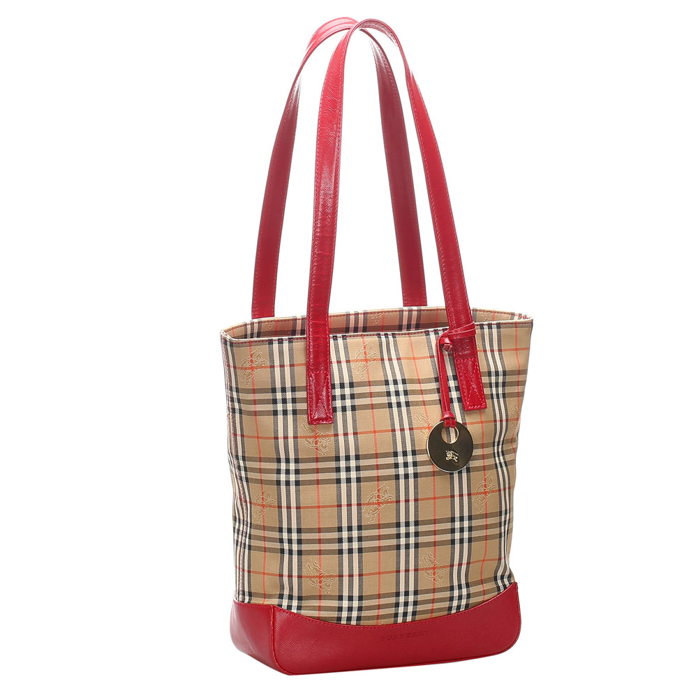 

Burberry Brown Haymarket Check Canvas Tote Bag