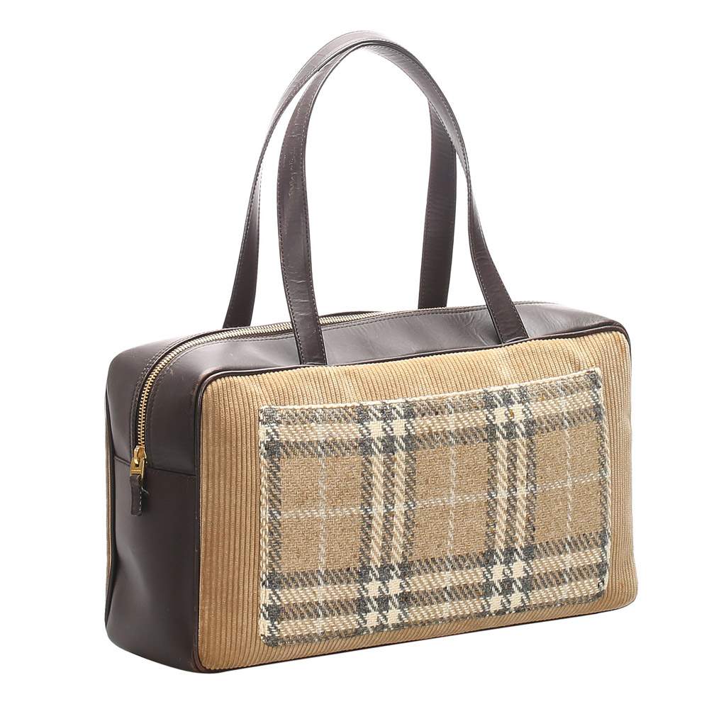 

Burberry Black/Brown House Check Canvas Leather Shoulder Bag