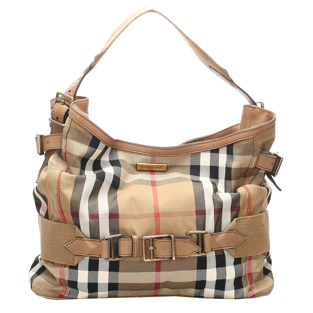 burberry check canvas shoulder bag