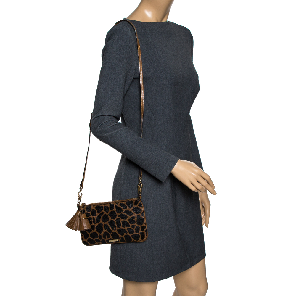 

Burberry Black/Brown Printed Leather Crossbody Bag