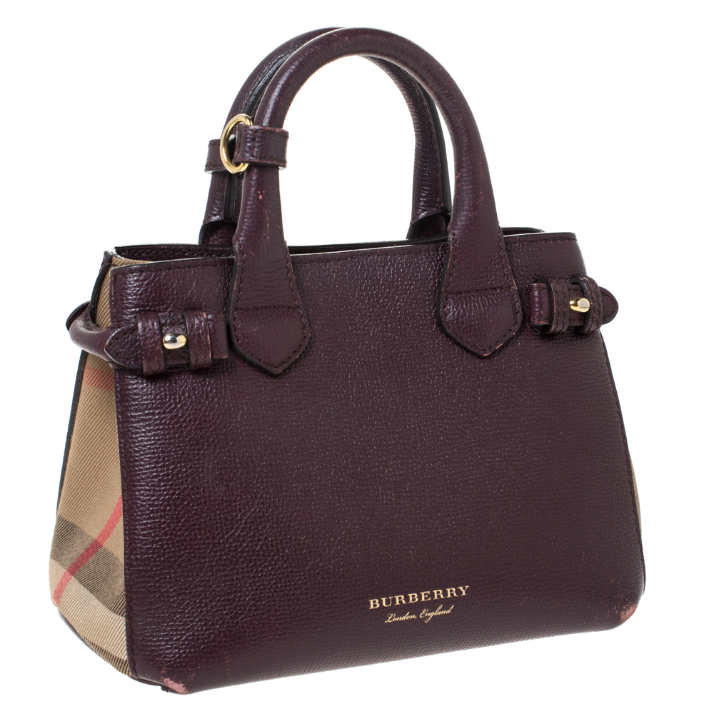 Check Fabric Small Banner Tote Burberry 