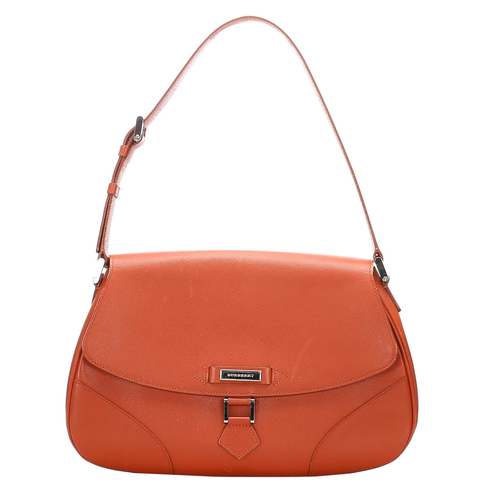 Burberry Orange Leather Shoulder Bag 