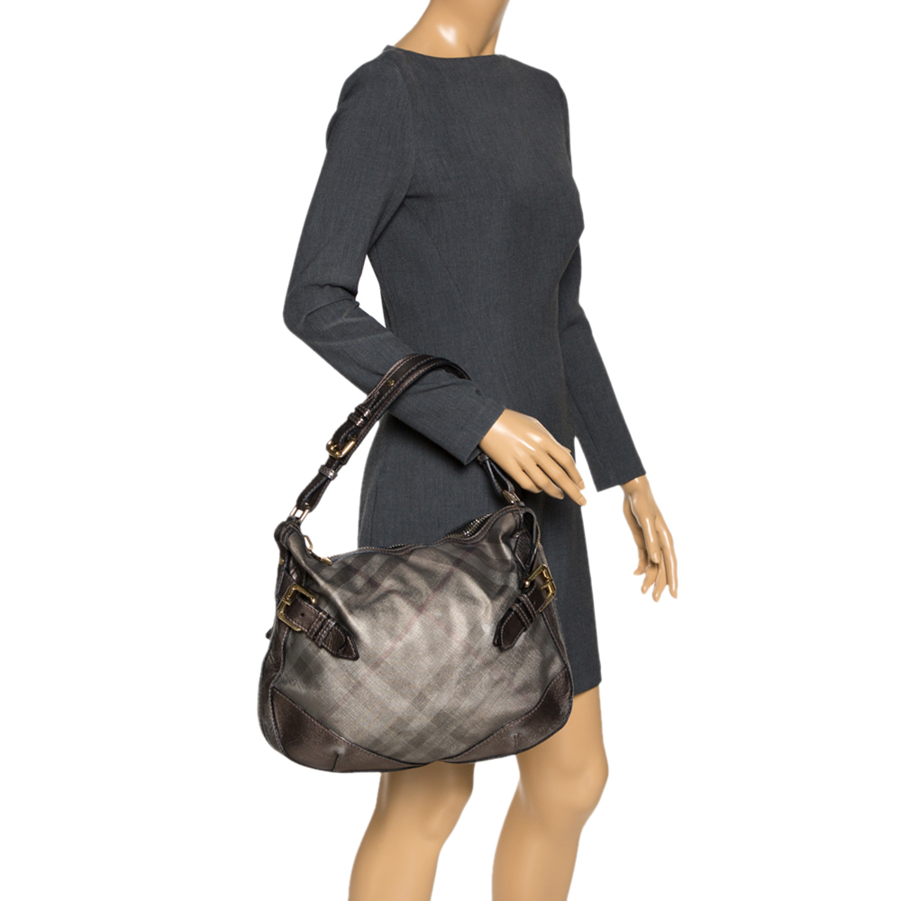 

Burberry Grey Smoked Check PVC and Leather Hobo