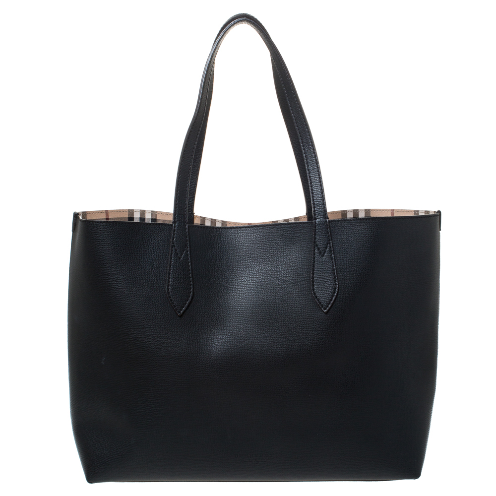 Black Leather Lavenby Reversible Tote 
