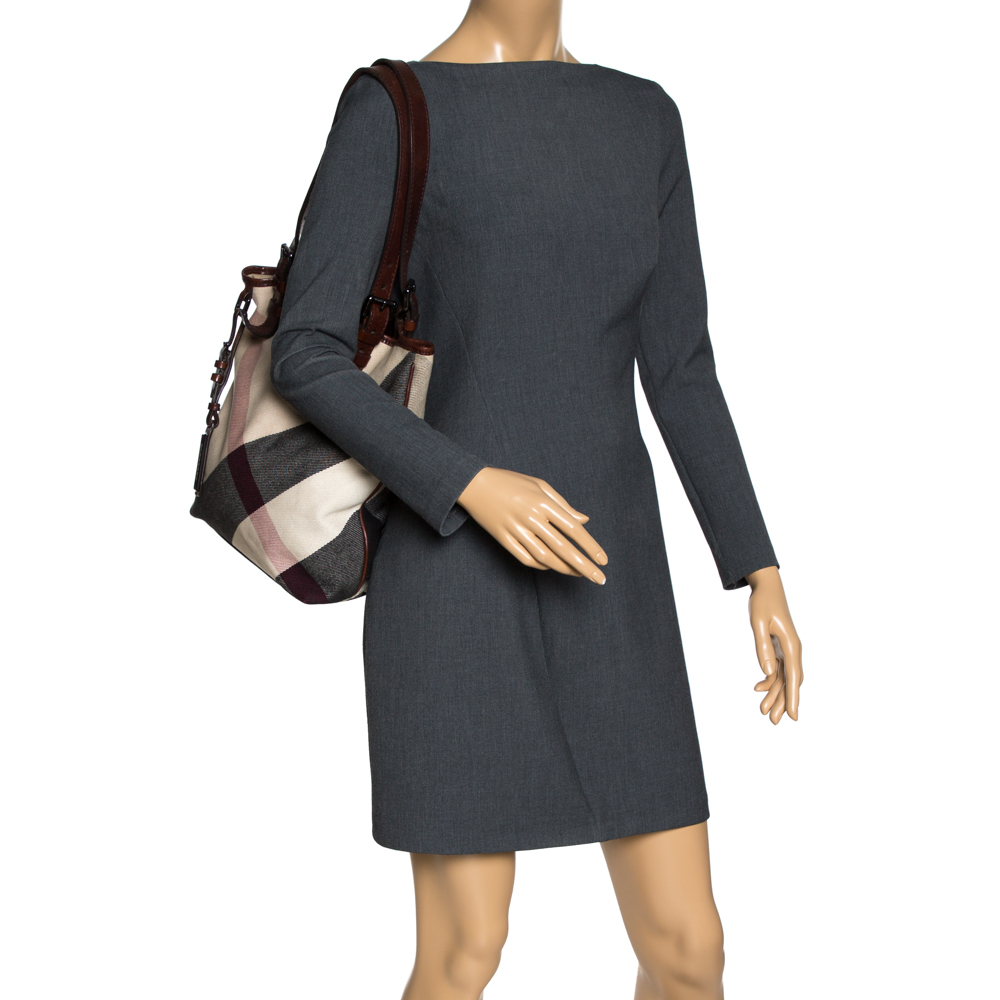 

Burberry Brown/Beige Super Novacheck Canvas and Leather Tote