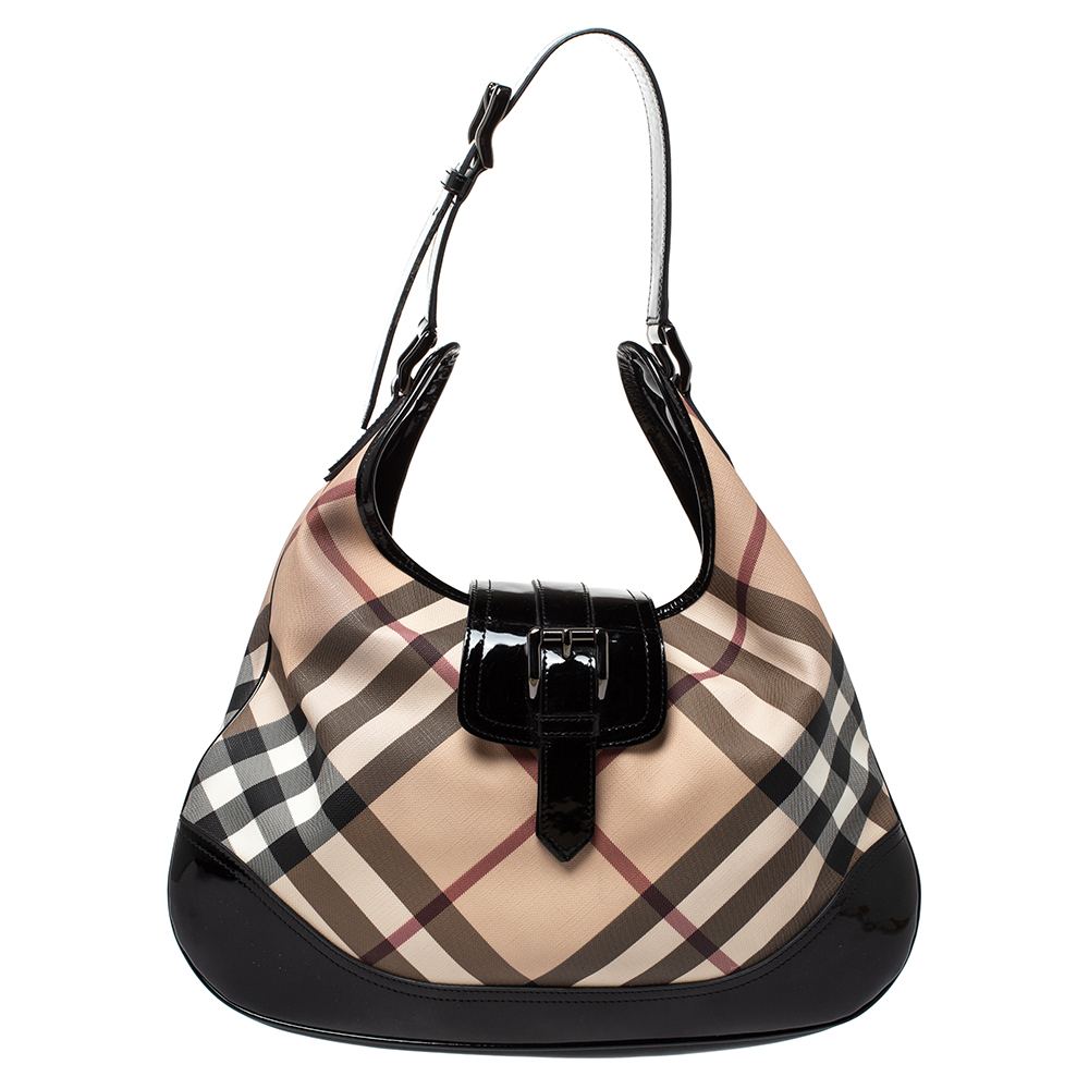 burberry nova check hobo bag