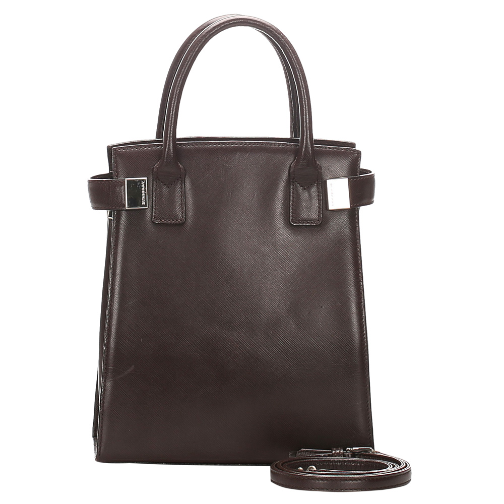 BURBERRY BROWN LEATHER SATCHEL BAG