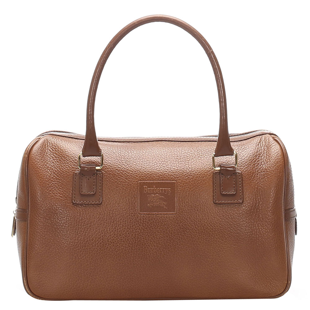 BURBERRY BROWN LEATHER SATCHEL BAG