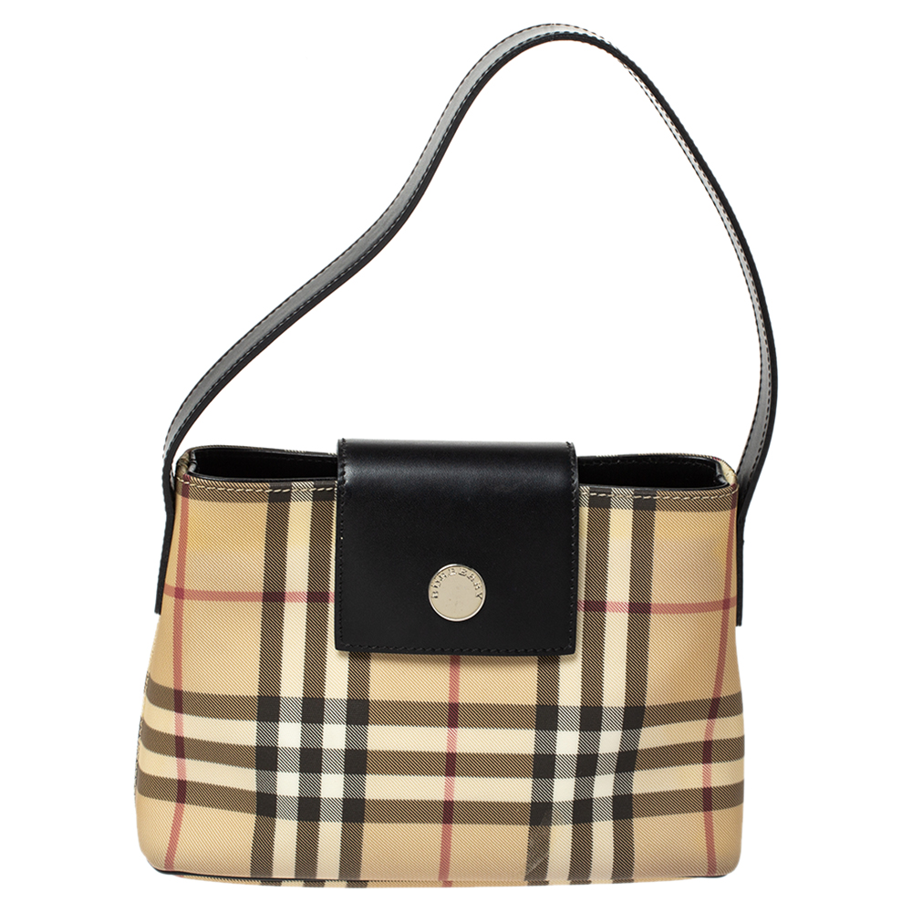 Pvc and Leather Baguette Bag Burberry 