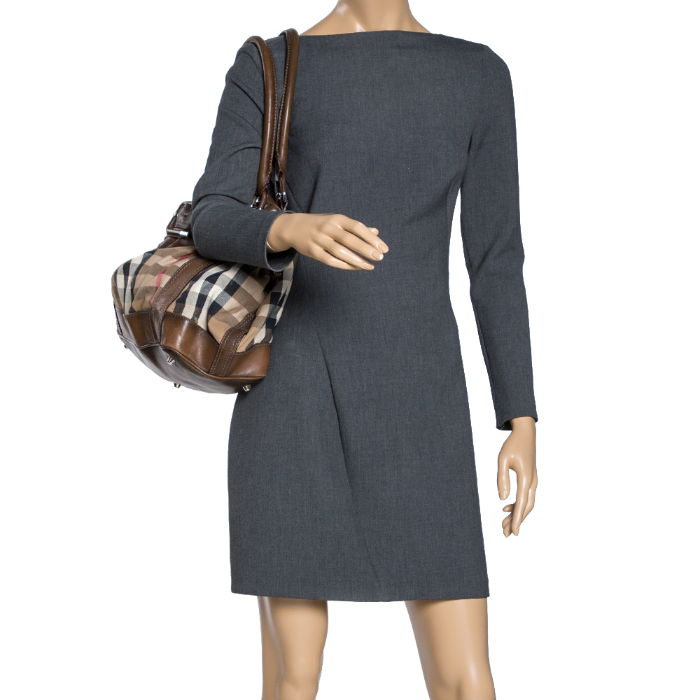 

Burberry Brown House Check Canvas and Leather Large Beaton Tote