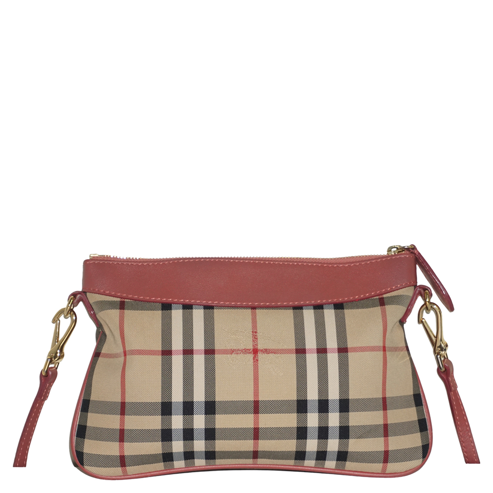 

Burberry Pink Leather-Trimmed House Check Shoulder Bag, Multicolor