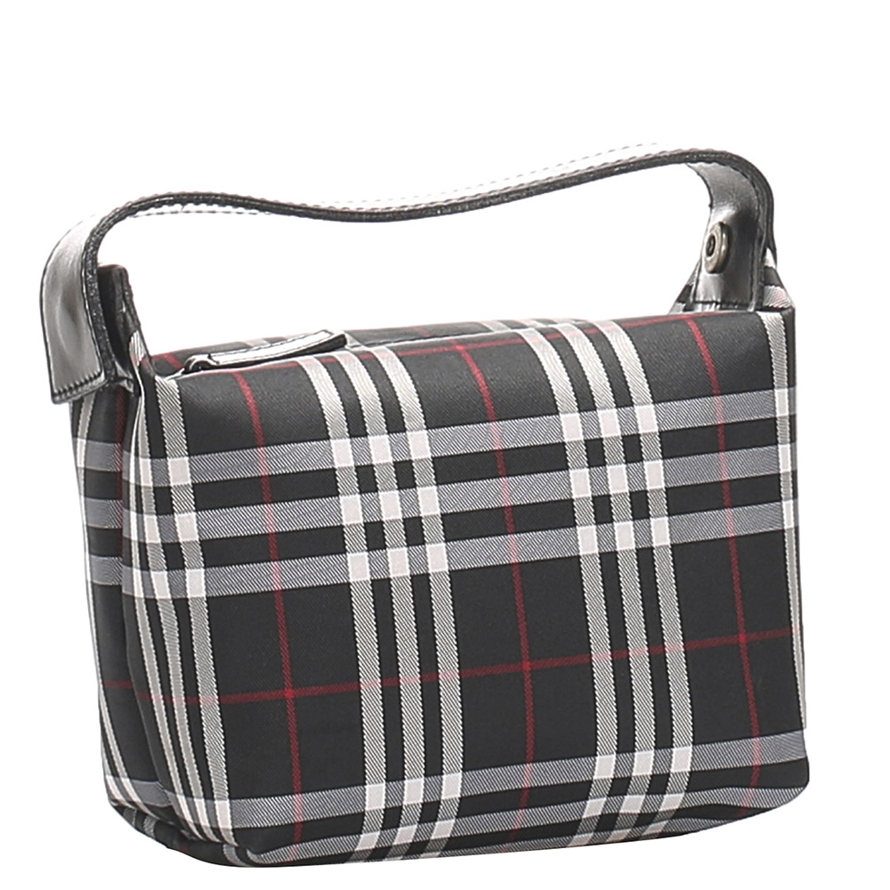 

Burberry Black Plaid Nylon Top Handle Bag