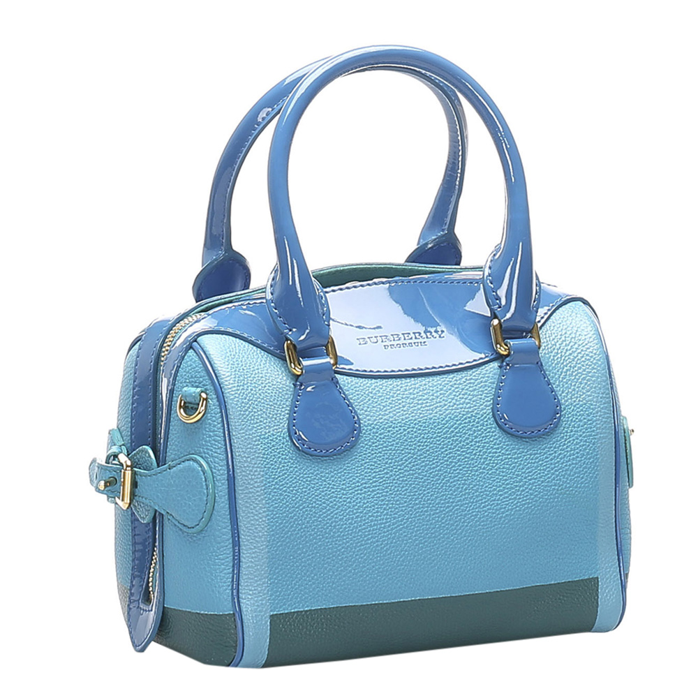 

Burberry Blue Leather Boston Bag