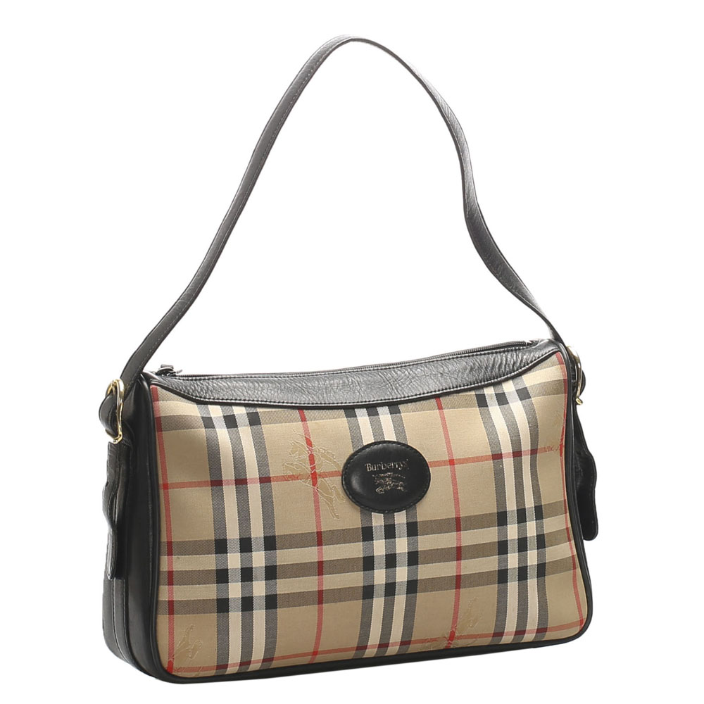 

Burberry Brown/Beige Canvas Haymarket Shoulder Bag