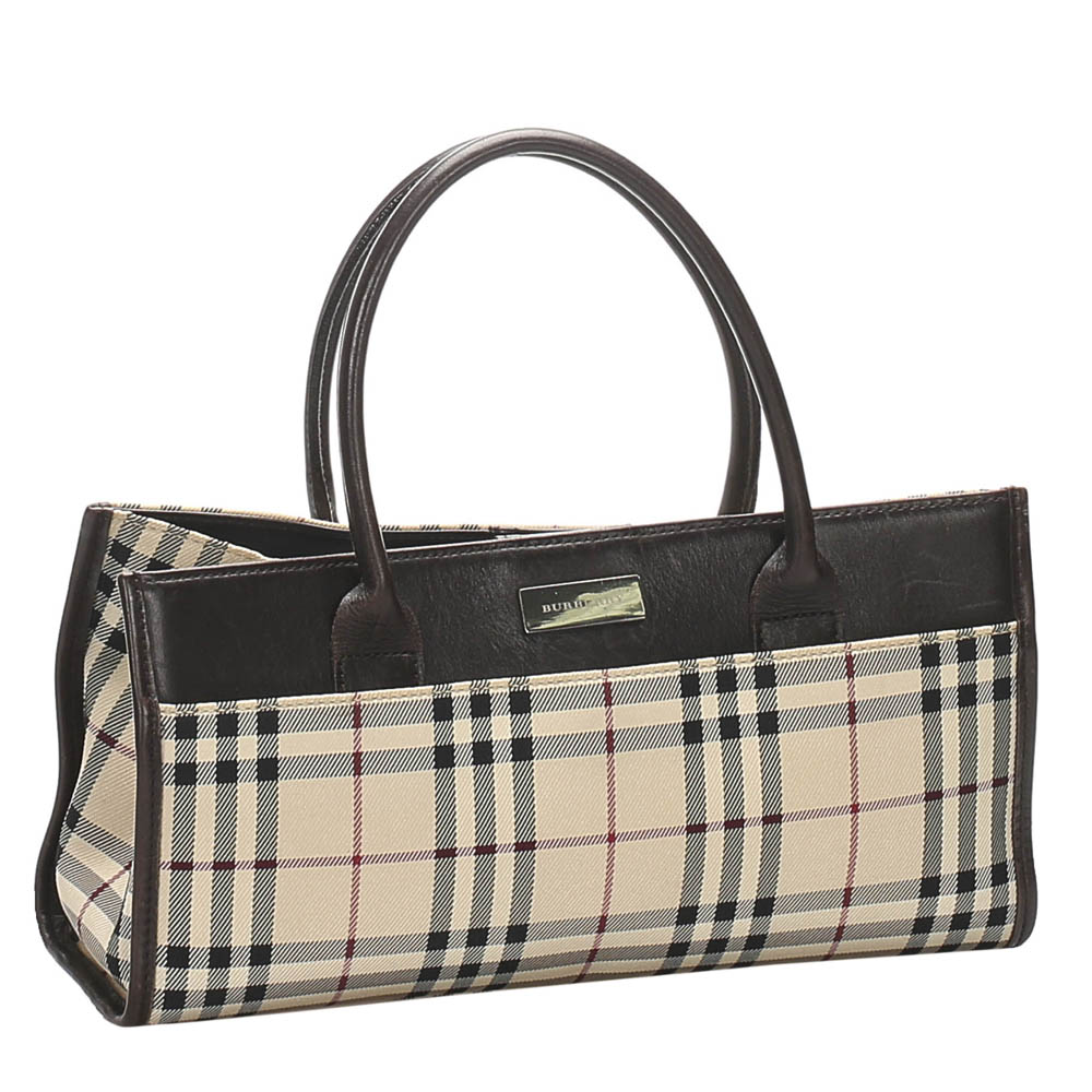 

Burberry Beige/Brown House Check Canvas Top Handle Bag