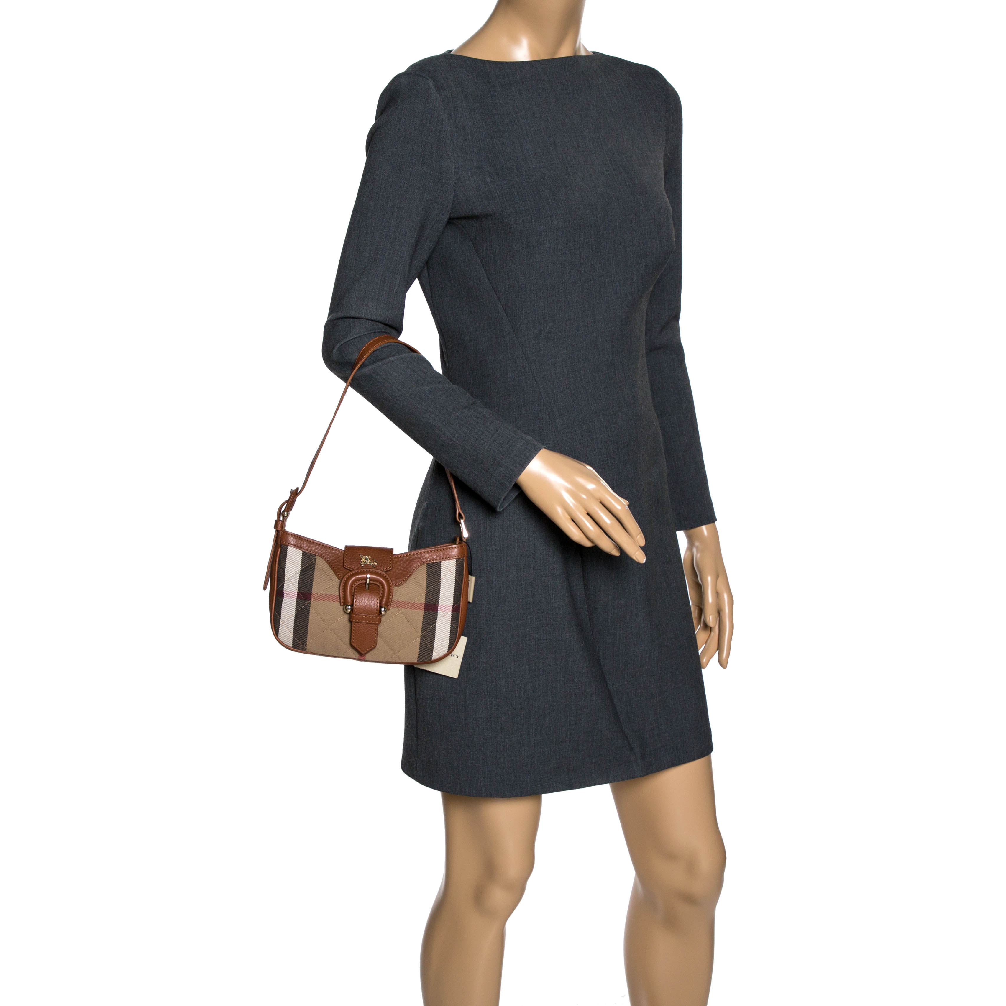

Burberry Beige/Tan House Check Canvas and Leather Shoulder Bag