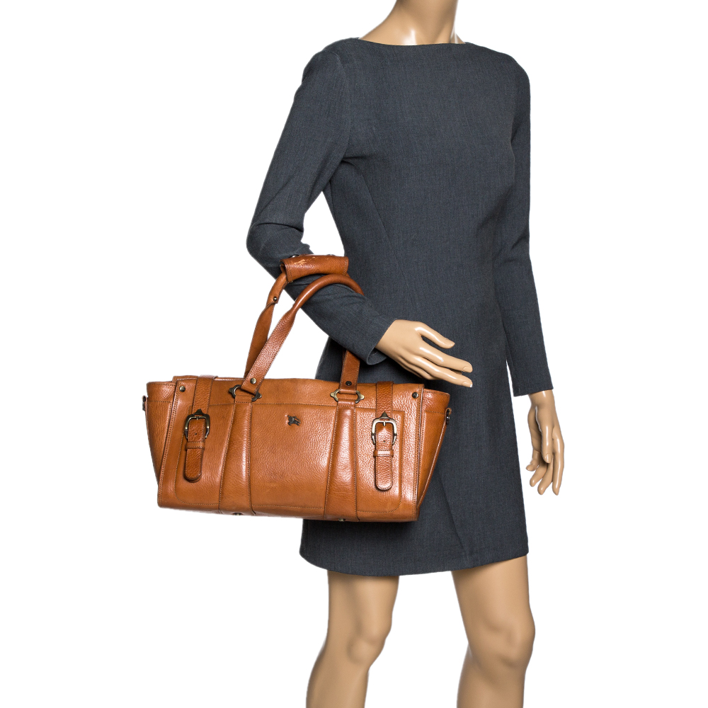 

Burberry Tan Leather Double Strap Tote