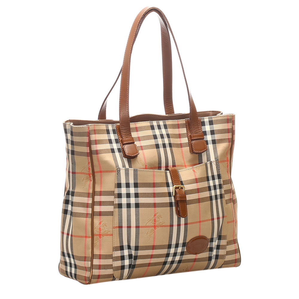 

Burberry Beige/Brown Haymarket Canvas Tote Bag