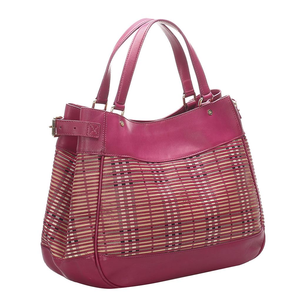 

Burberry Pink Haymarket Check Canvas Tote Bag